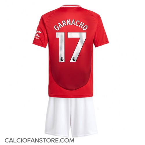 Maglia Calcio Manchester United Alejandro Garnacho #17 Prima Divisa Bambino 2024-25 Manica Corta (+ pantaloncini)